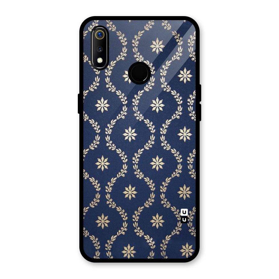 Gorgeous Gold Leaf Pattern Glass Back Case for Realme 3