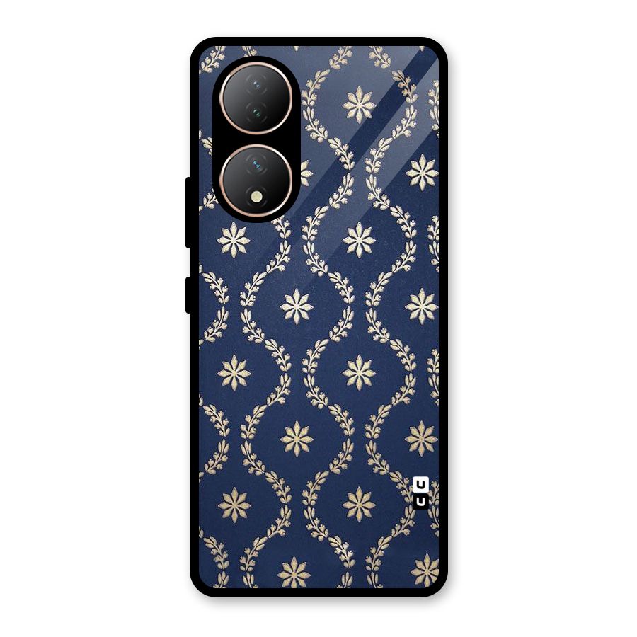 Gorgeous Gold Leaf Pattern Glass Back Case for Vivo T2