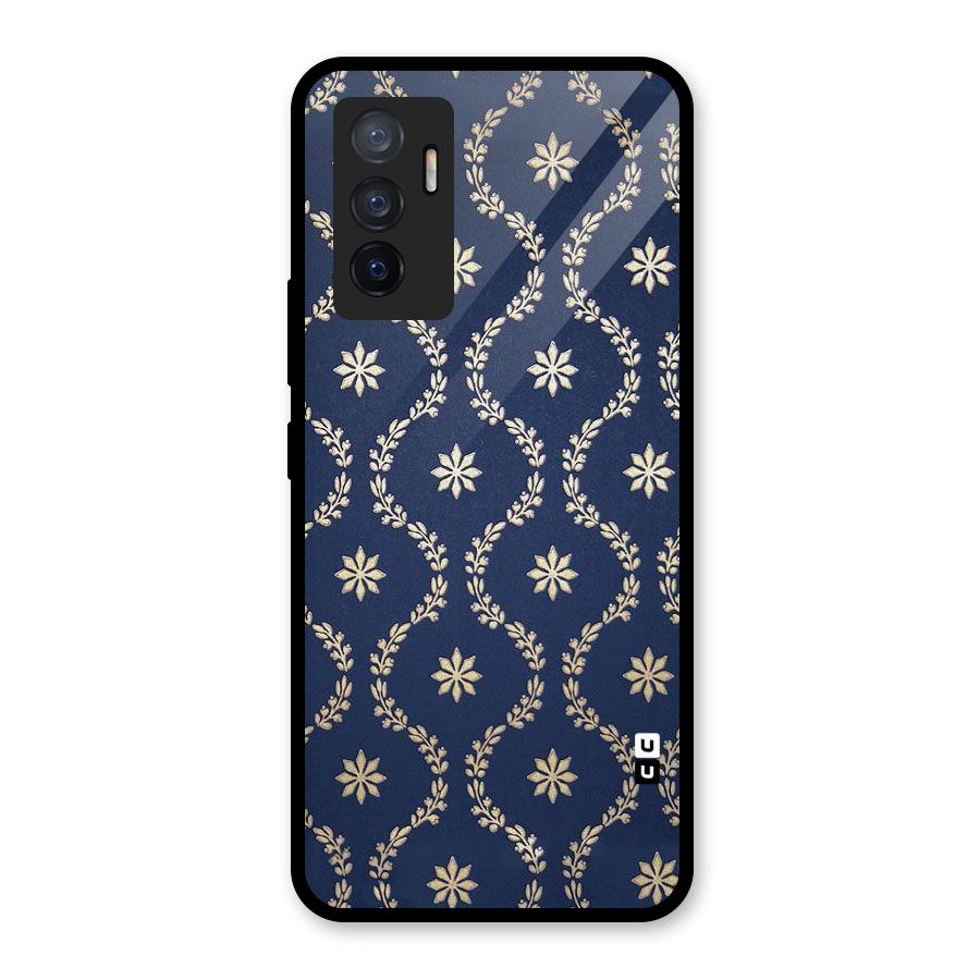 Gorgeous Gold Leaf Pattern Glass Back Case for Vivo V23e