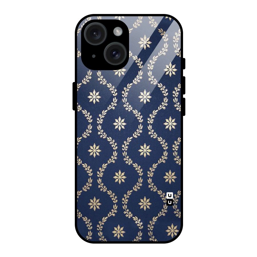 Gorgeous Gold Leaf Pattern Glass Back Case for iPhone 15