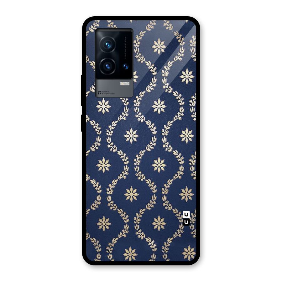 Gorgeous Gold Leaf Pattern Glass Back Case for iQOO 9 5G