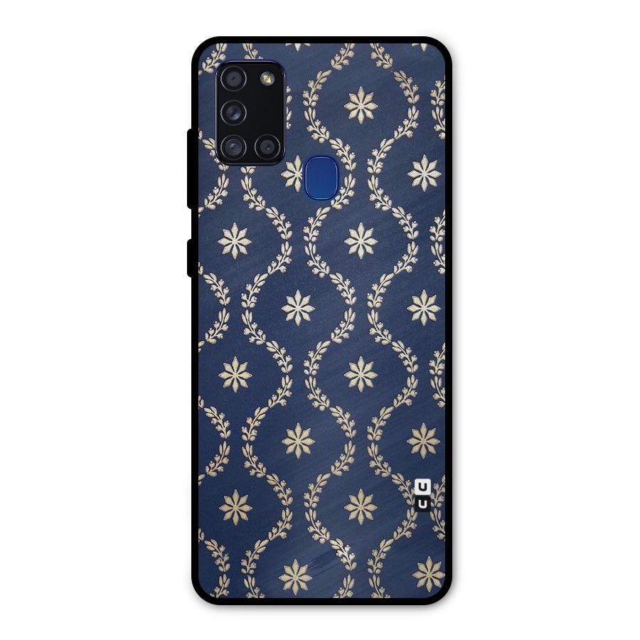 Gorgeous Gold Leaf Pattern Metal Back Case for Galaxy A21s