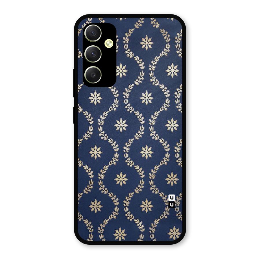 Gorgeous Gold Leaf Pattern Metal Back Case for Galaxy A34