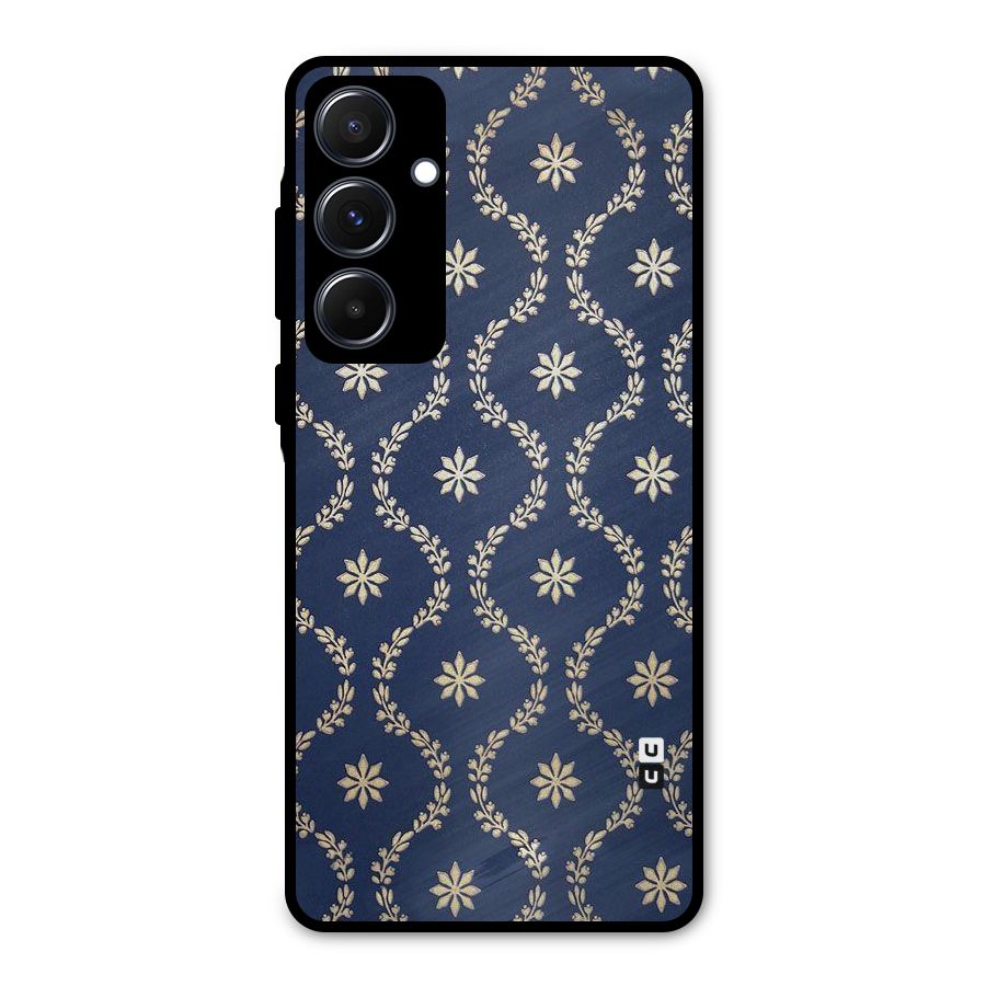 Gorgeous Gold Leaf Pattern Metal Back Case for Galaxy A55