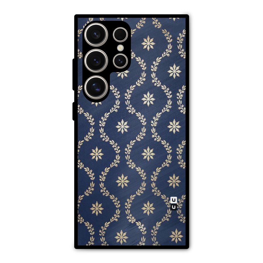 Gorgeous Gold Leaf Pattern Metal Back Case for Galaxy S24 Ultra