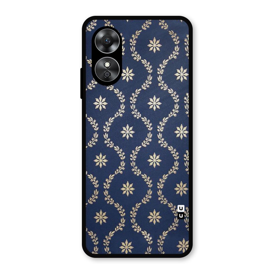 Gorgeous Gold Leaf Pattern Metal Back Case for Oppo A17