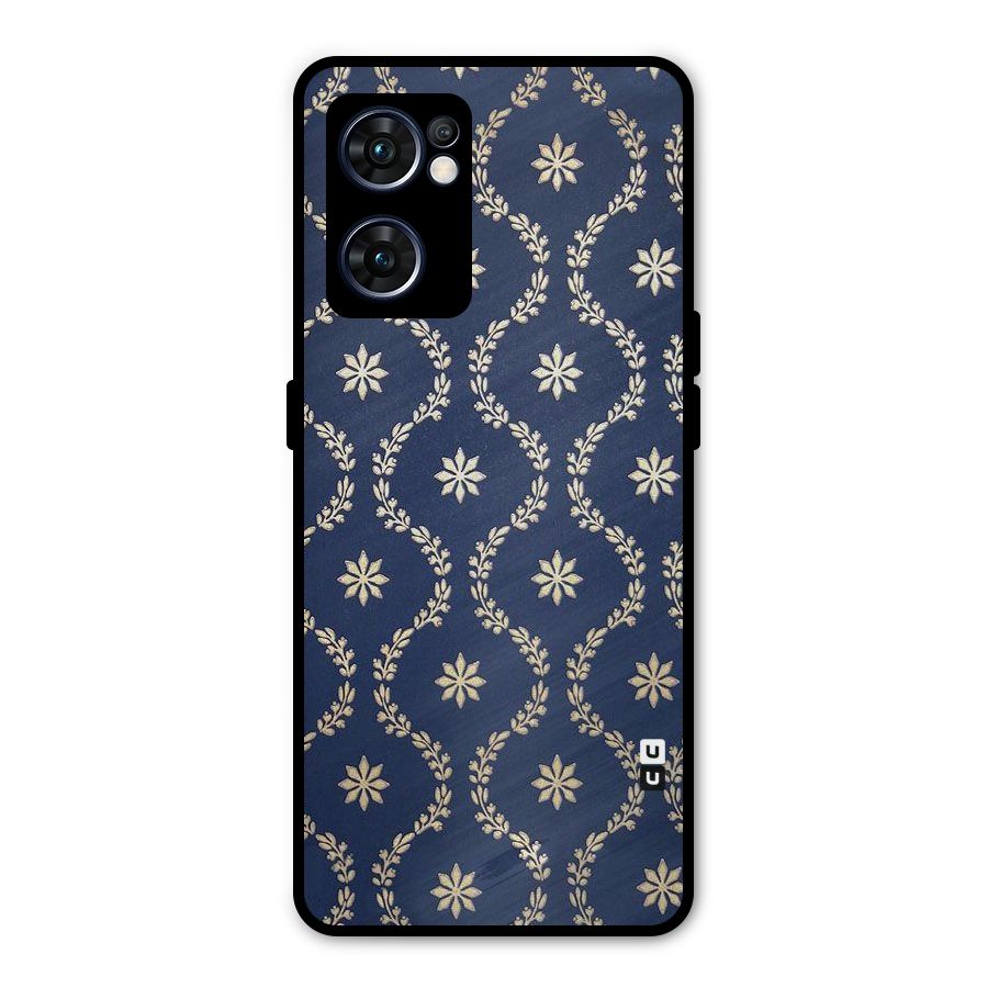 Gorgeous Gold Leaf Pattern Metal Back Case for Oppo Reno7 5G