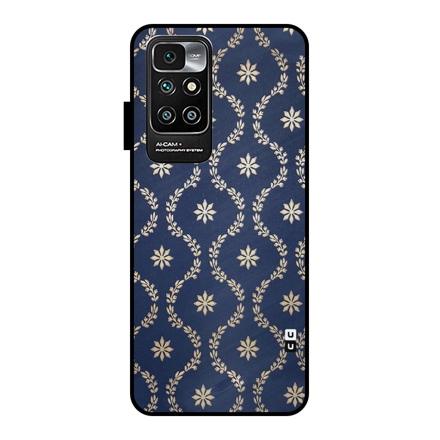 Gorgeous Gold Leaf Pattern Metal Back Case for Redmi 10 Prime