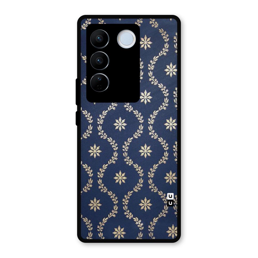 Gorgeous Gold Leaf Pattern Metal Back Case for Vivo V27 Pro