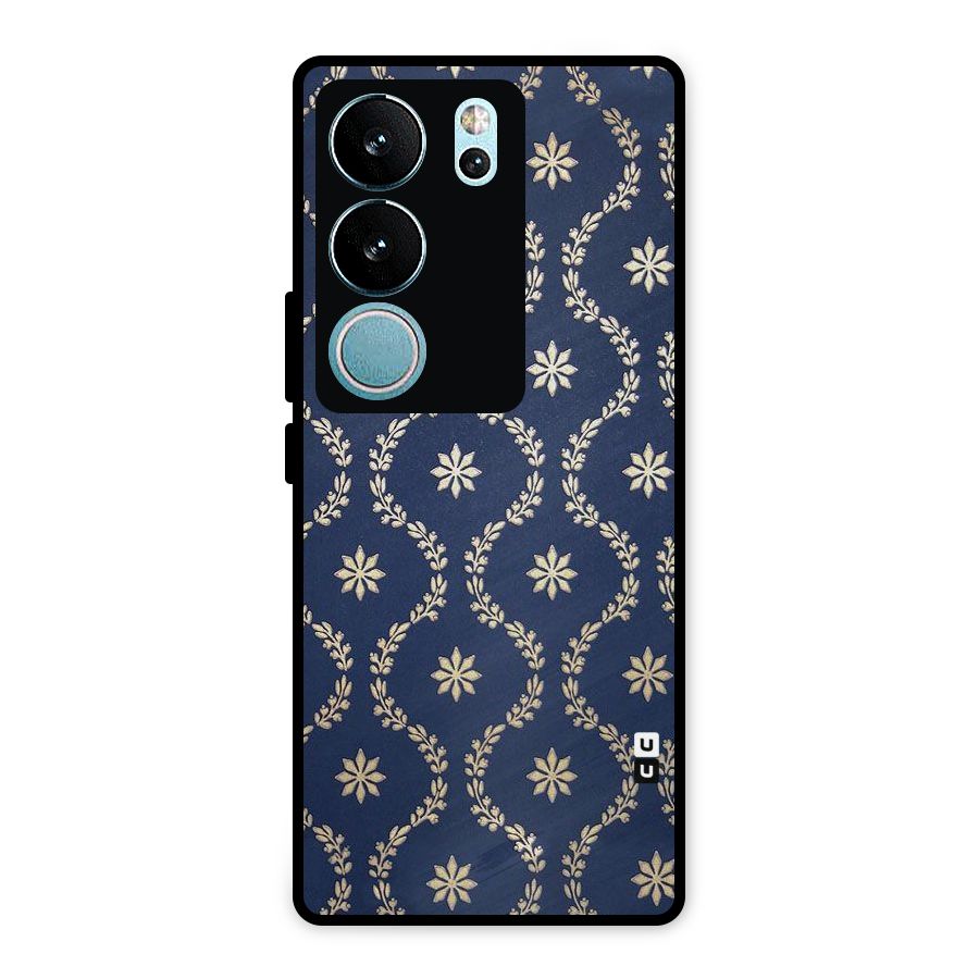 Gorgeous Gold Leaf Pattern Metal Back Case for Vivo V29 Pro