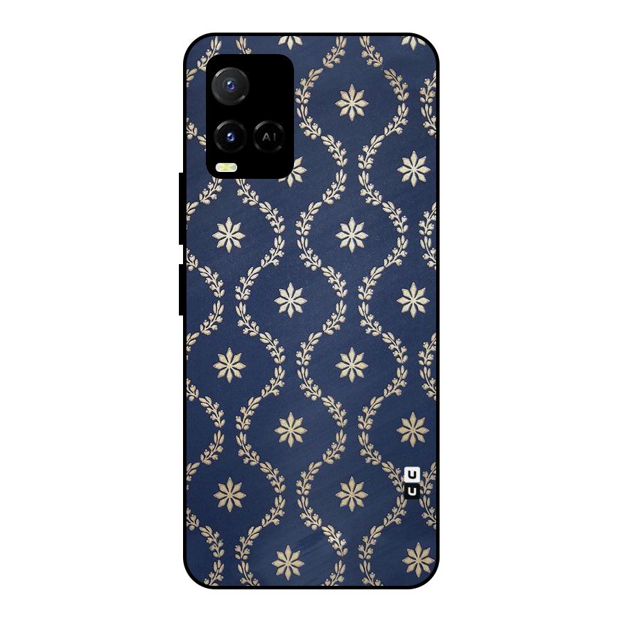 Gorgeous Gold Leaf Pattern Metal Back Case for Vivo Y21 2021
