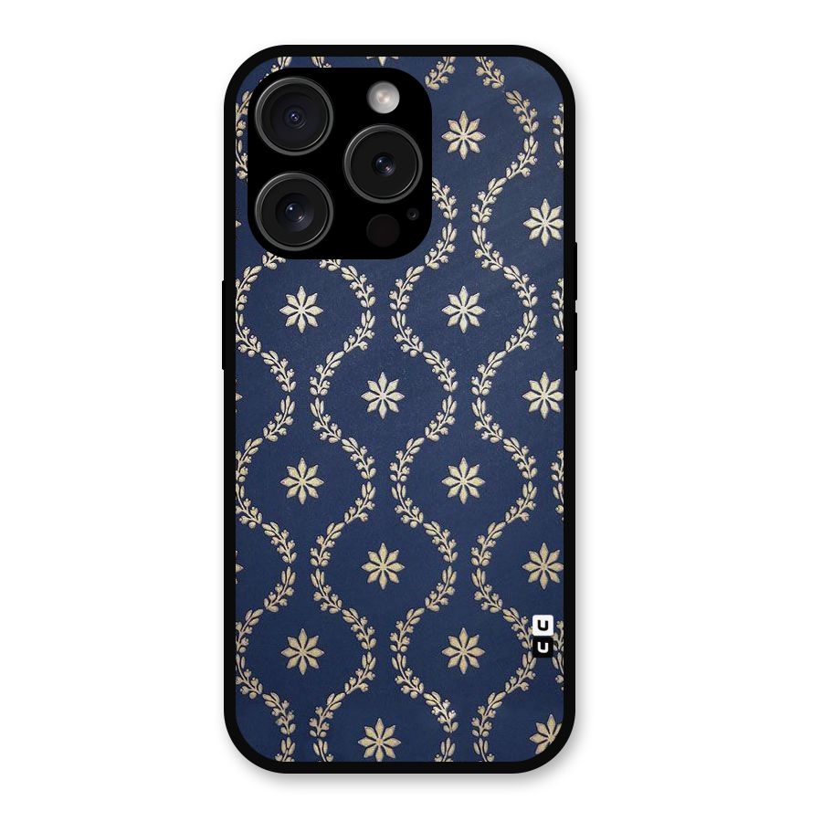 Gorgeous Gold Leaf Pattern Metal Back Case for iPhone 15 Pro