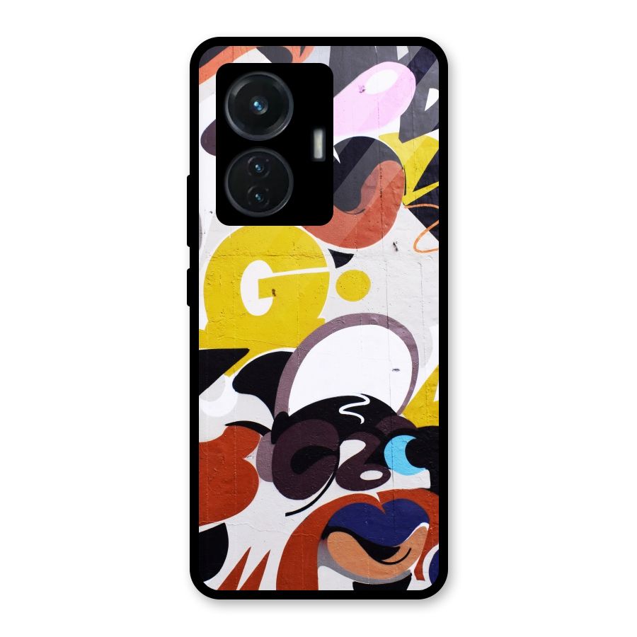 Graffiti Wall Glass Back Case for Vivo T1 44W