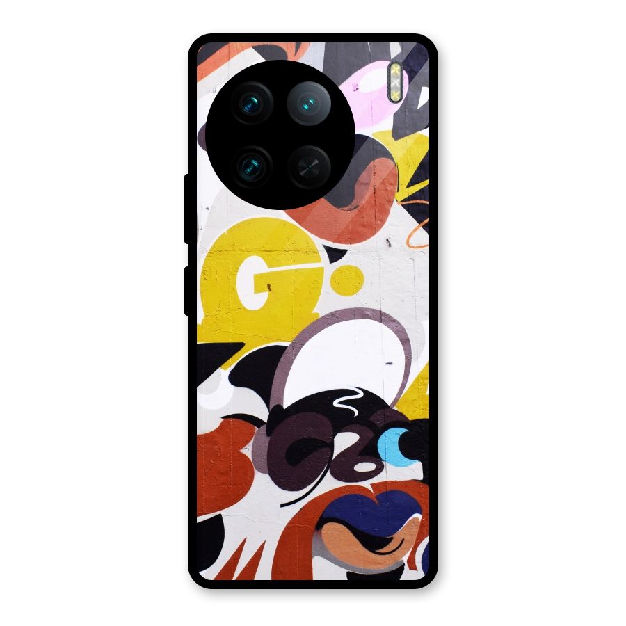 Graffiti Wall Glass Back Case for Vivo X90 Pro
