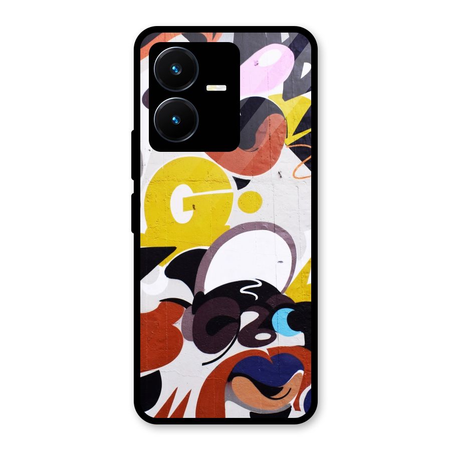 Graffiti Wall Glass Back Case for Vivo Y22s