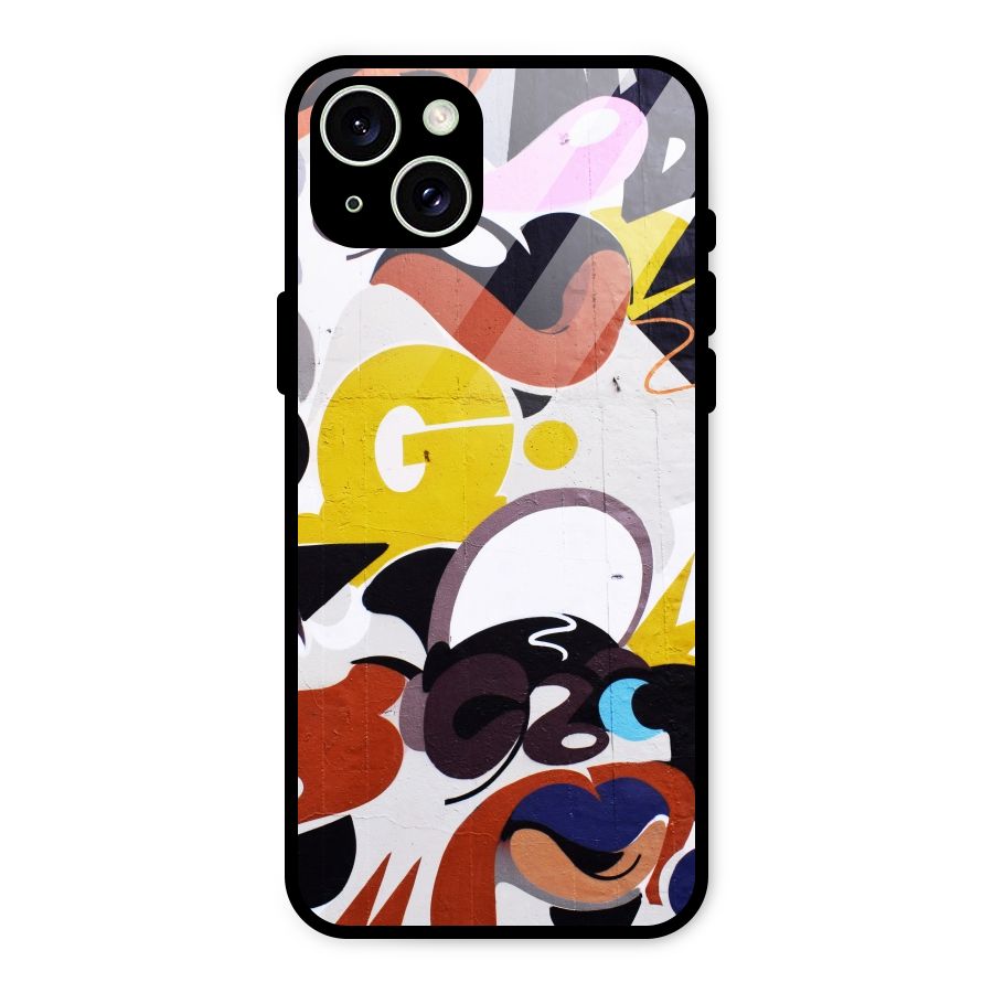 Graffiti Wall Glass Back Case for iPhone 15 Plus