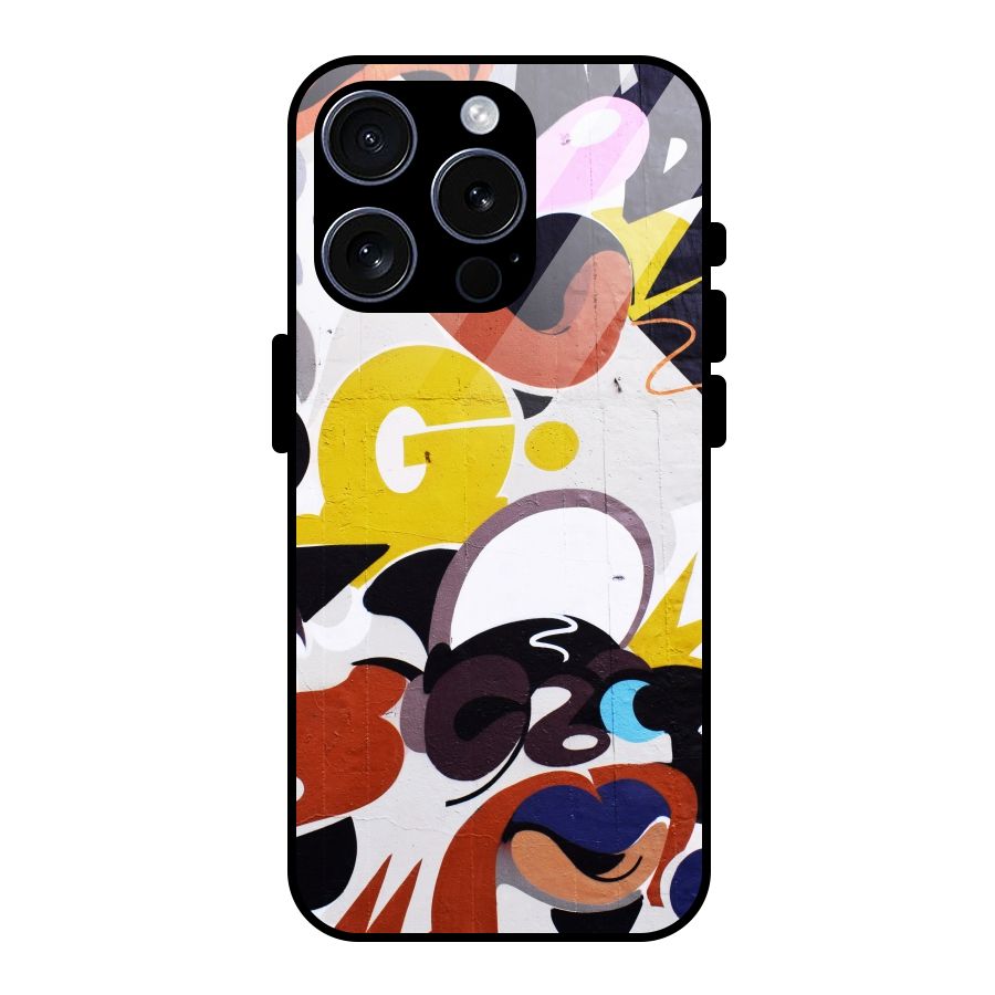Graffiti Wall Glass Back Case for iPhone 15 Pro