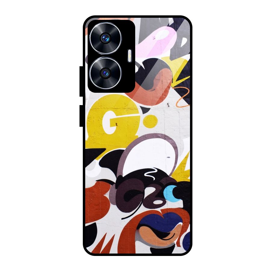 Graffiti Wall Glass Back Case for realme C55