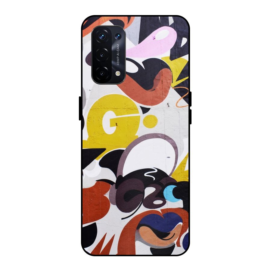 Graffiti Wall Metal Back Case for Oppo A74 5G