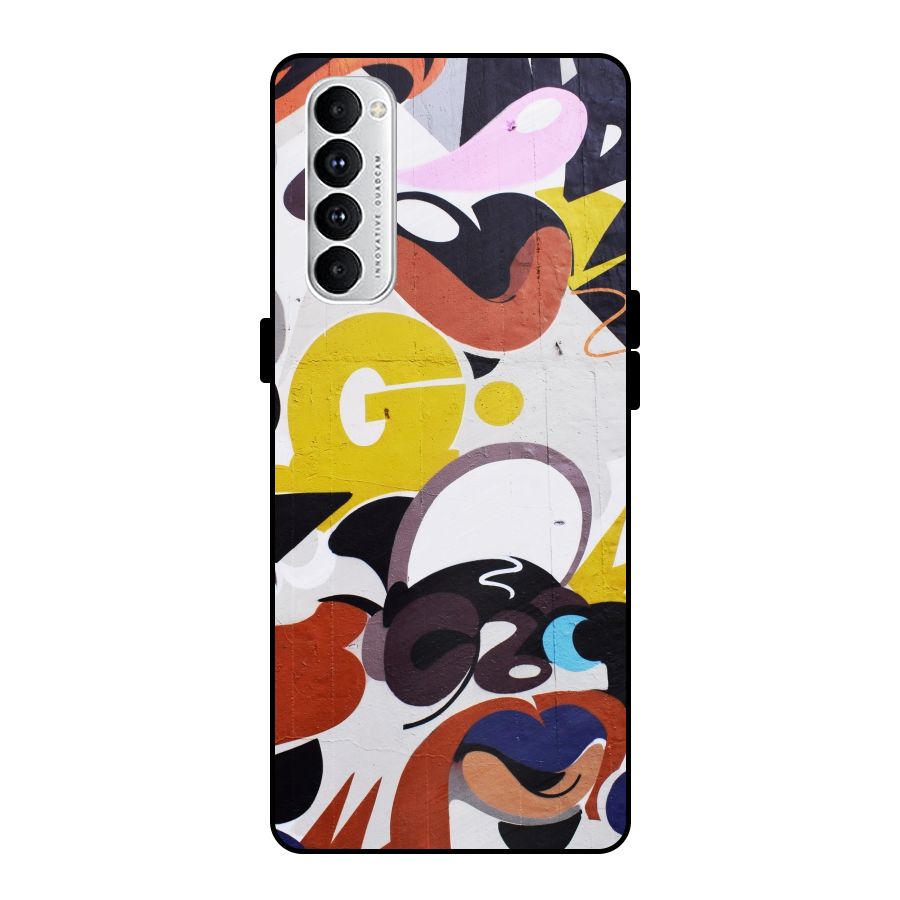 Graffiti Wall Metal Back Case for Oppo Reno4 Pro