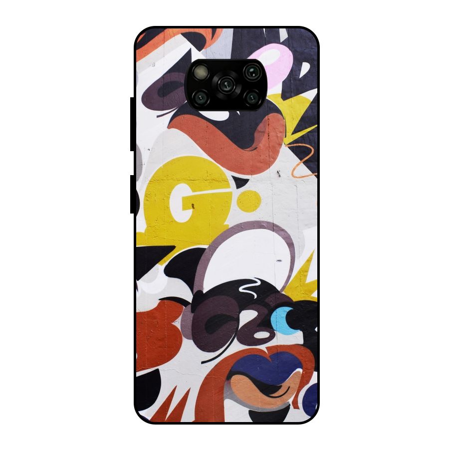 Graffiti Wall Metal Back Case for Poco X3
