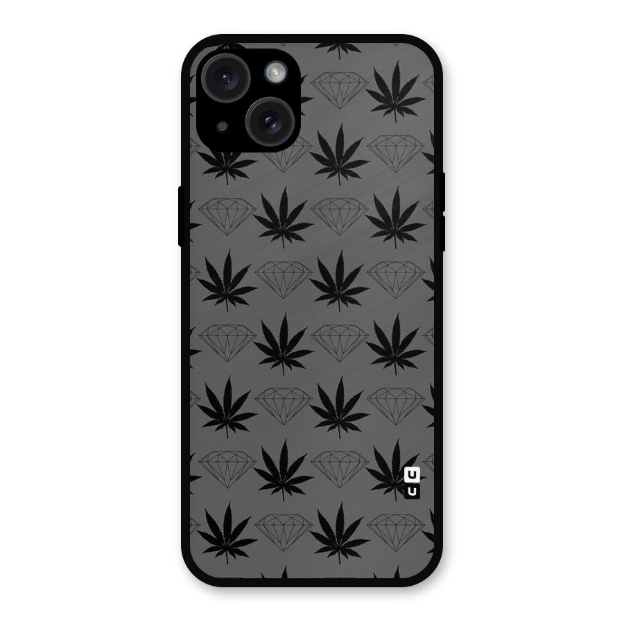 Grass Diamond Metal Back Case for iPhone 15 Plus
