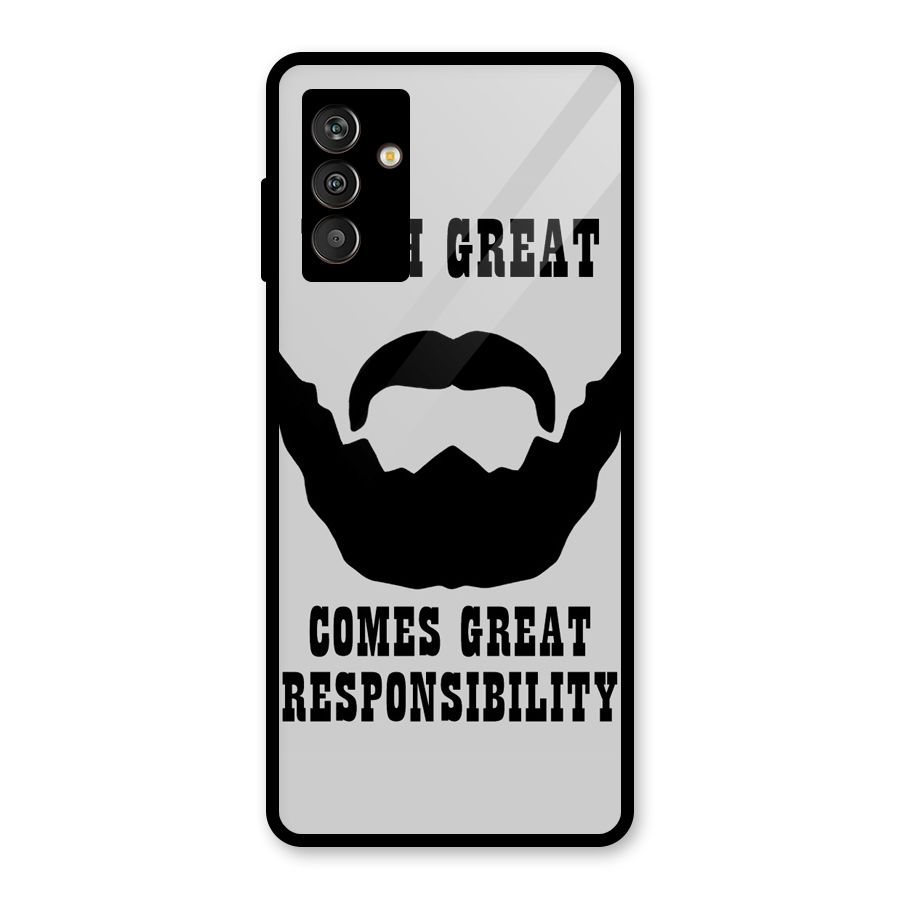 Great Beard Great Responsibility Glass Back Case for Galaxy M13