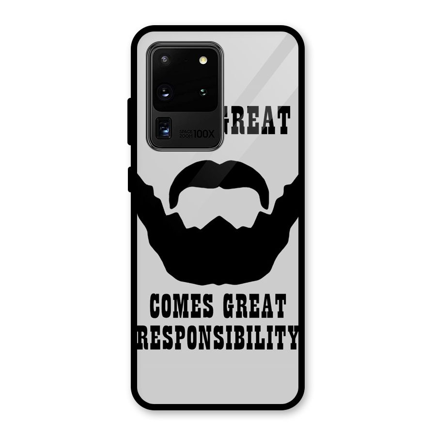 Great Beard Great Responsibility Glass Back Case for Galaxy S20 Ultra