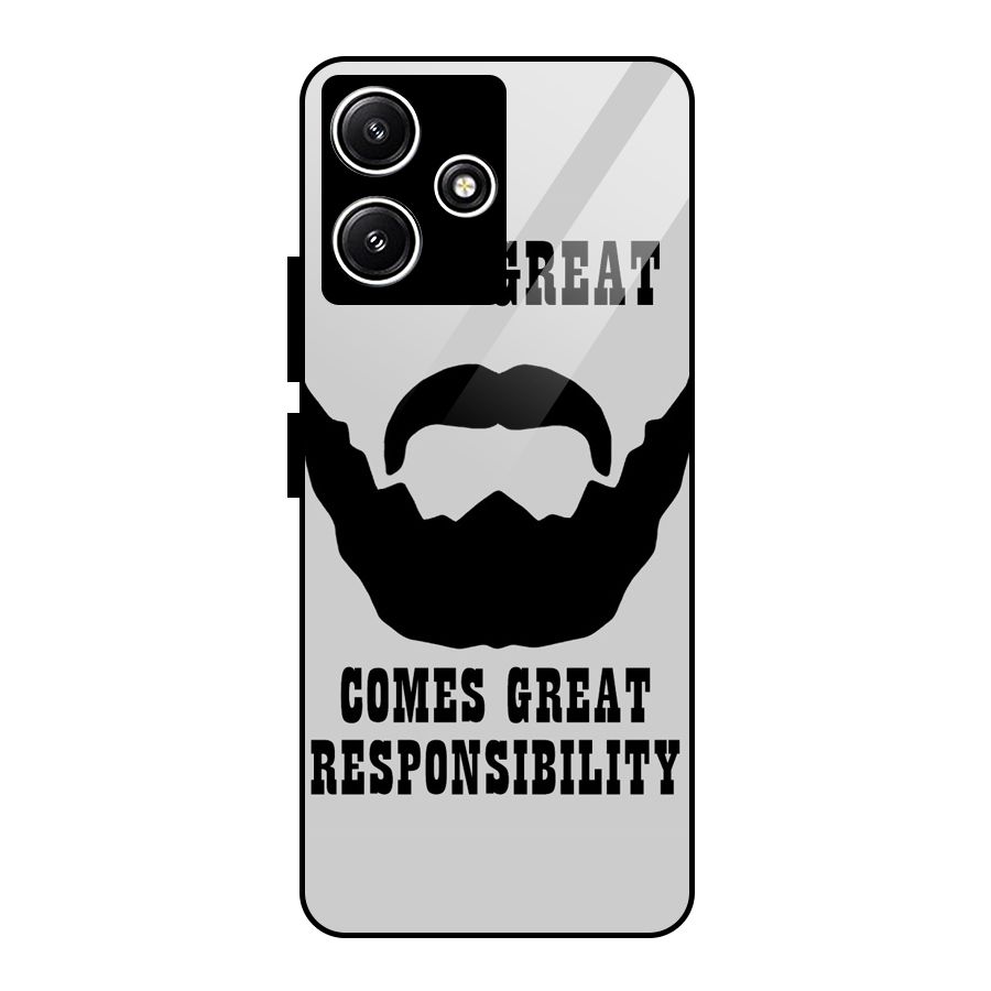 Great Beard Great Responsibility Glass Back Case for Poco M6 Pro