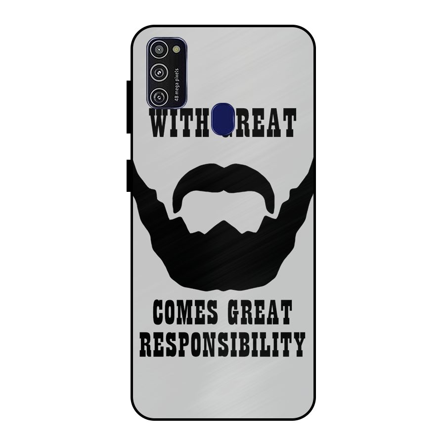 Great Beard Great Responsibility Metal Back Case for Galaxy M21
