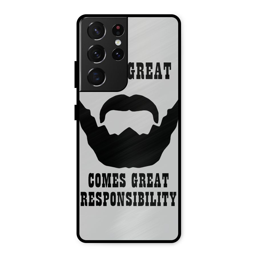 Great Beard Great Responsibility Metal Back Case for Galaxy S21 Ultra 5G