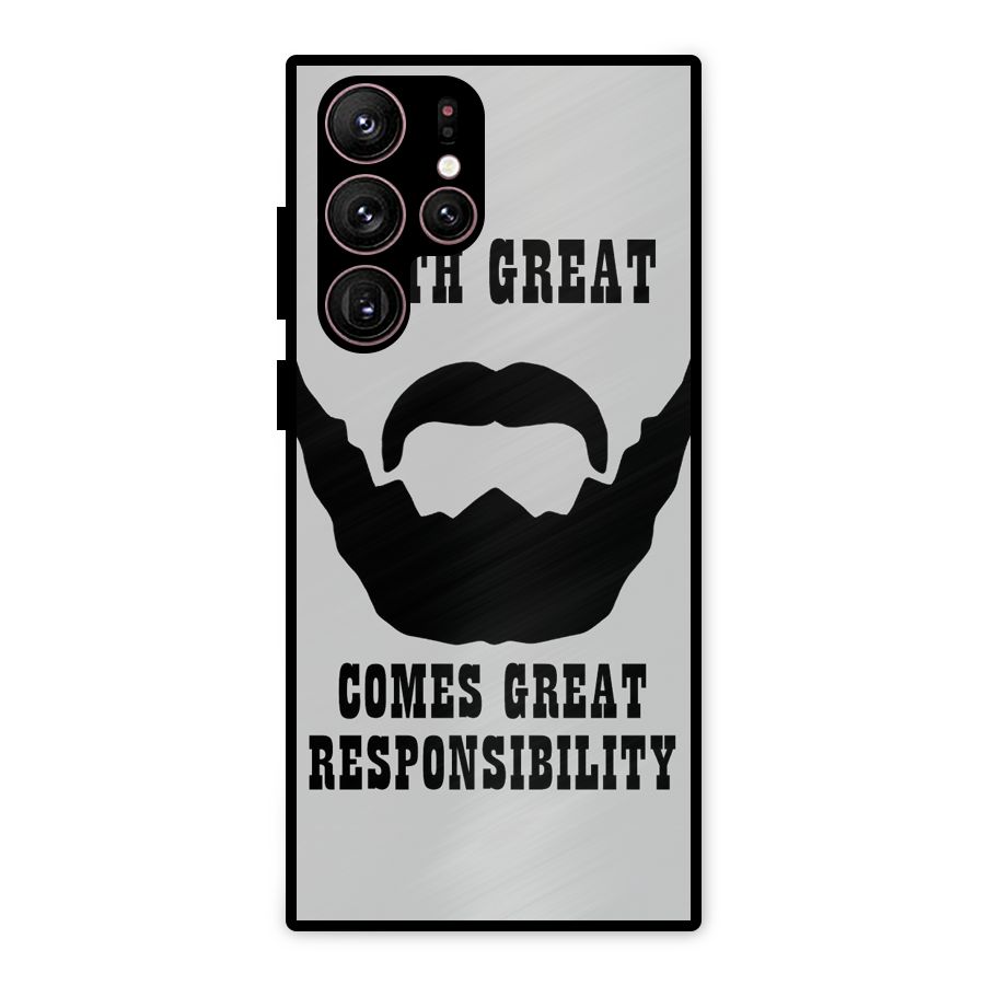 Great Beard Great Responsibility Metal Back Case for Galaxy S22 Ultra 5G