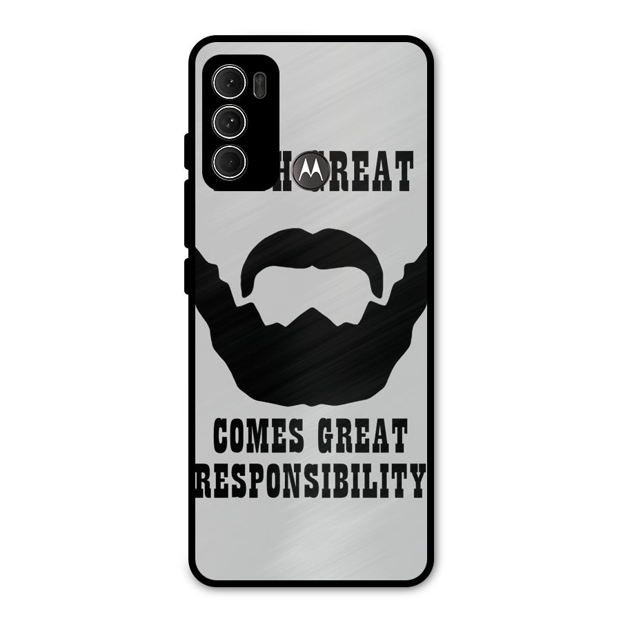 Great Beard Great Responsibility Metal Back Case for Moto G60
