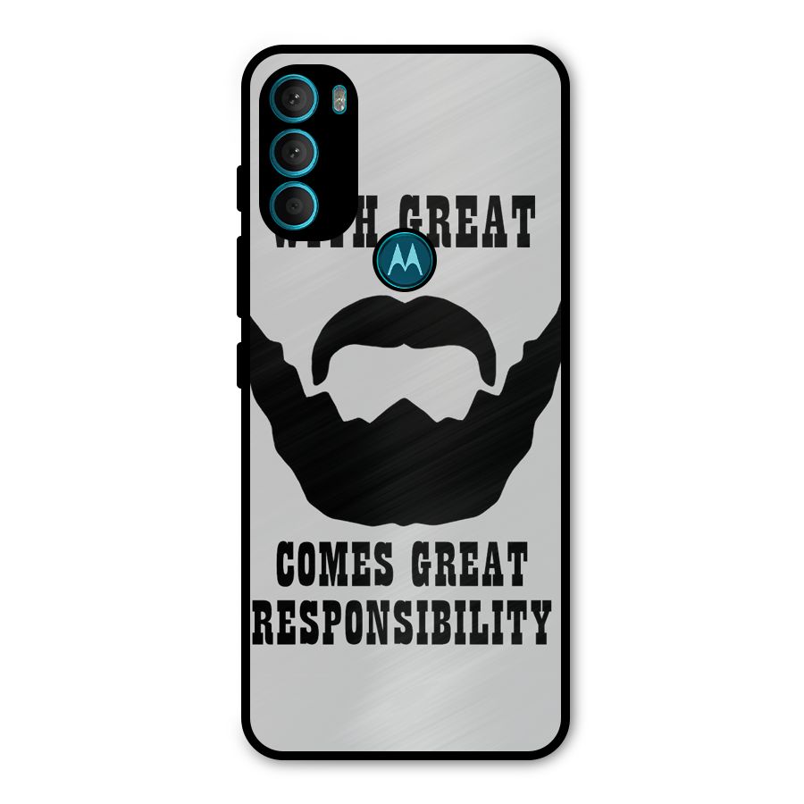 Great Beard Great Responsibility Metal Back Case for Moto G71 5G