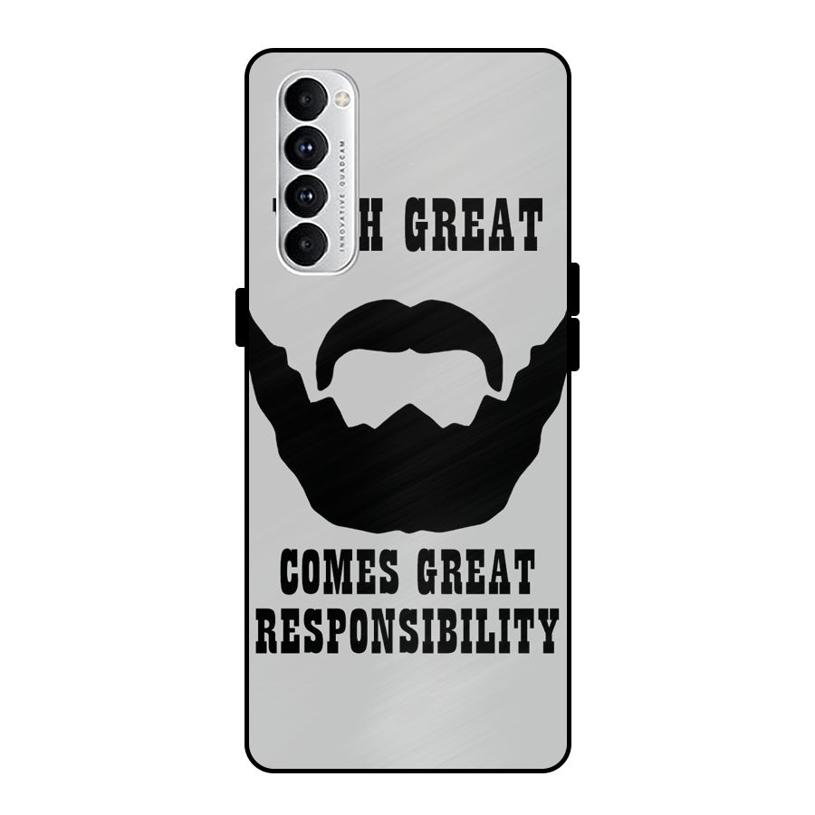 Great Beard Great Responsibility Metal Back Case for Oppo Reno4 Pro