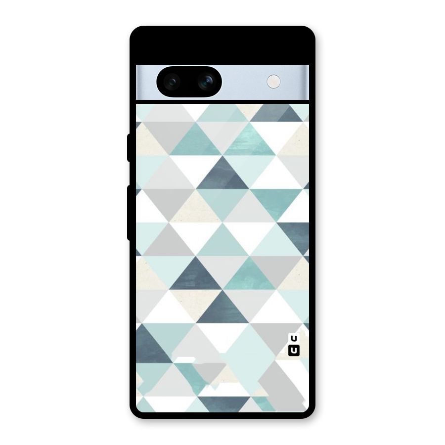 Green And Grey Pattern Glass Back Case for Google Pixel 7a