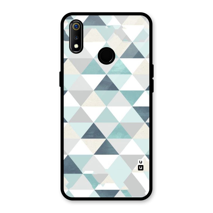 Green And Grey Pattern Glass Back Case for Realme 3