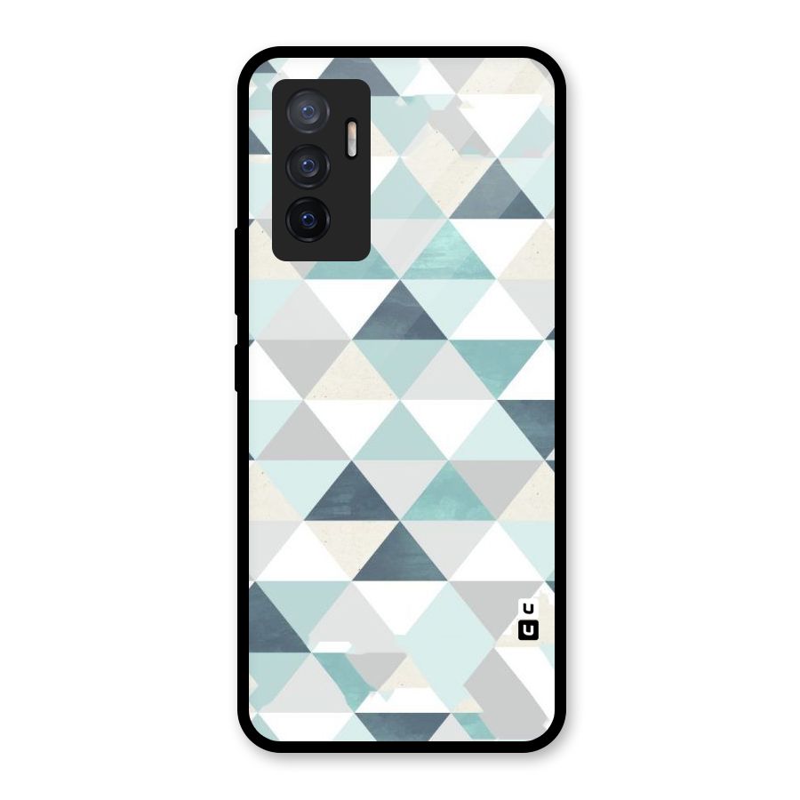 Green And Grey Pattern Glass Back Case for Vivo V23e