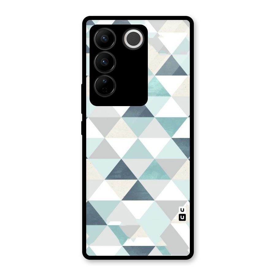 Green And Grey Pattern Glass Back Case for Vivo V27