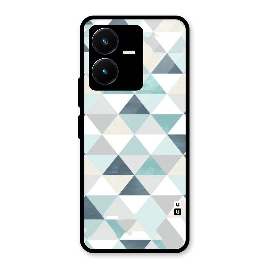 Green And Grey Pattern Glass Back Case for Vivo Y22s