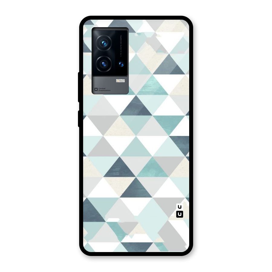 Green And Grey Pattern Glass Back Case for iQOO 9 5G
