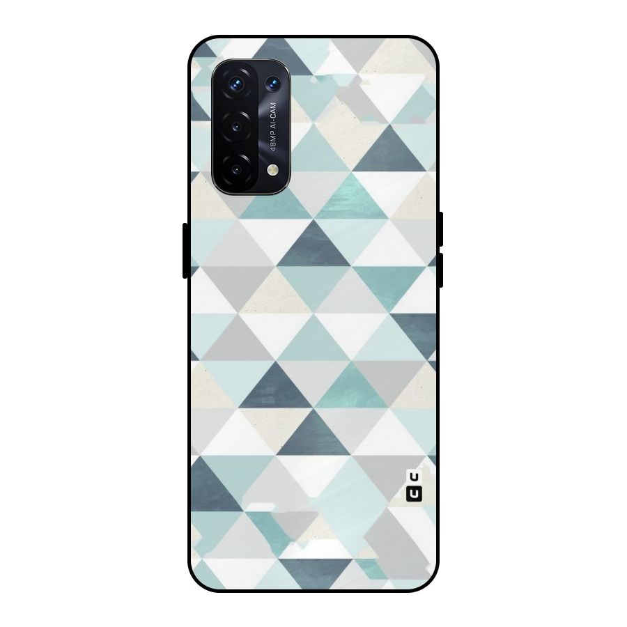 Green And Grey Pattern Metal Back Case for Oppo A74 5G