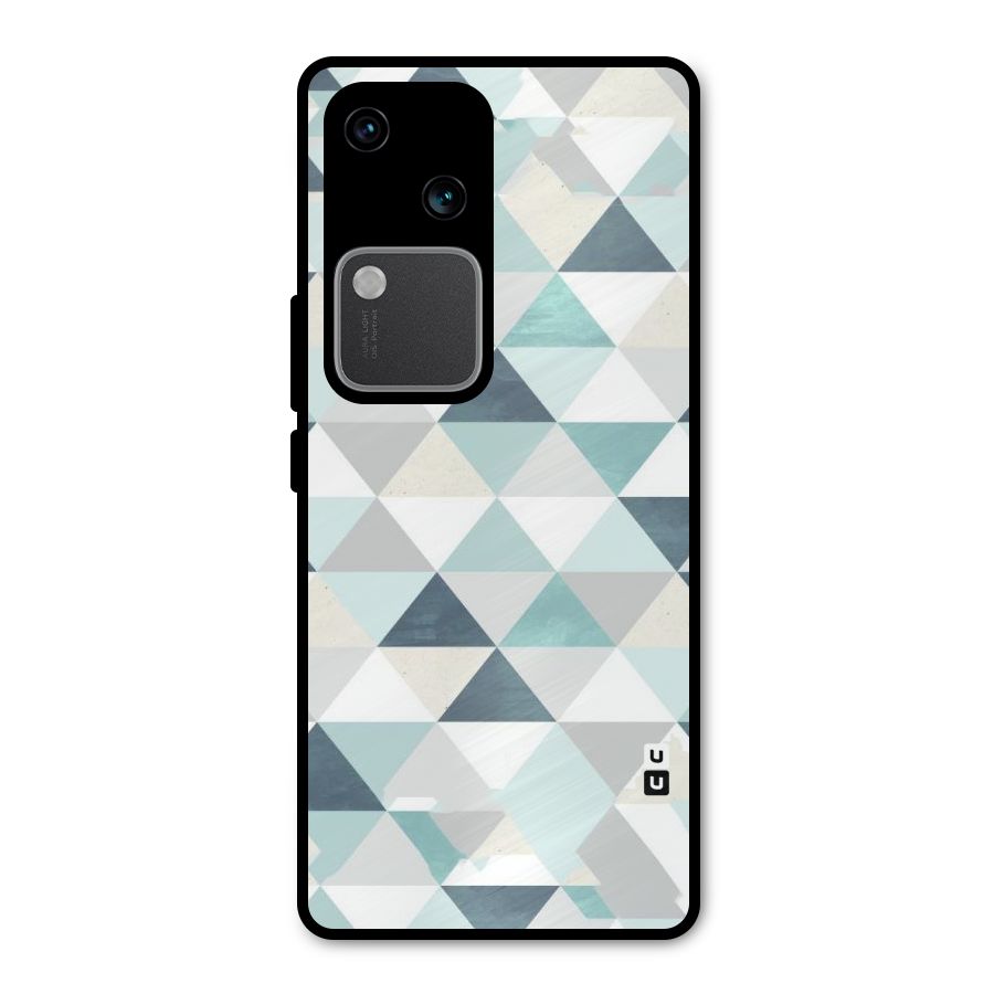 Green And Grey Pattern Metal Back Case for Vivo V30 Pro