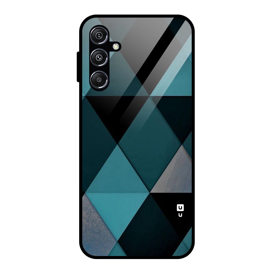 Green Black Shapes Glass Back Case for Galaxy M34 5G