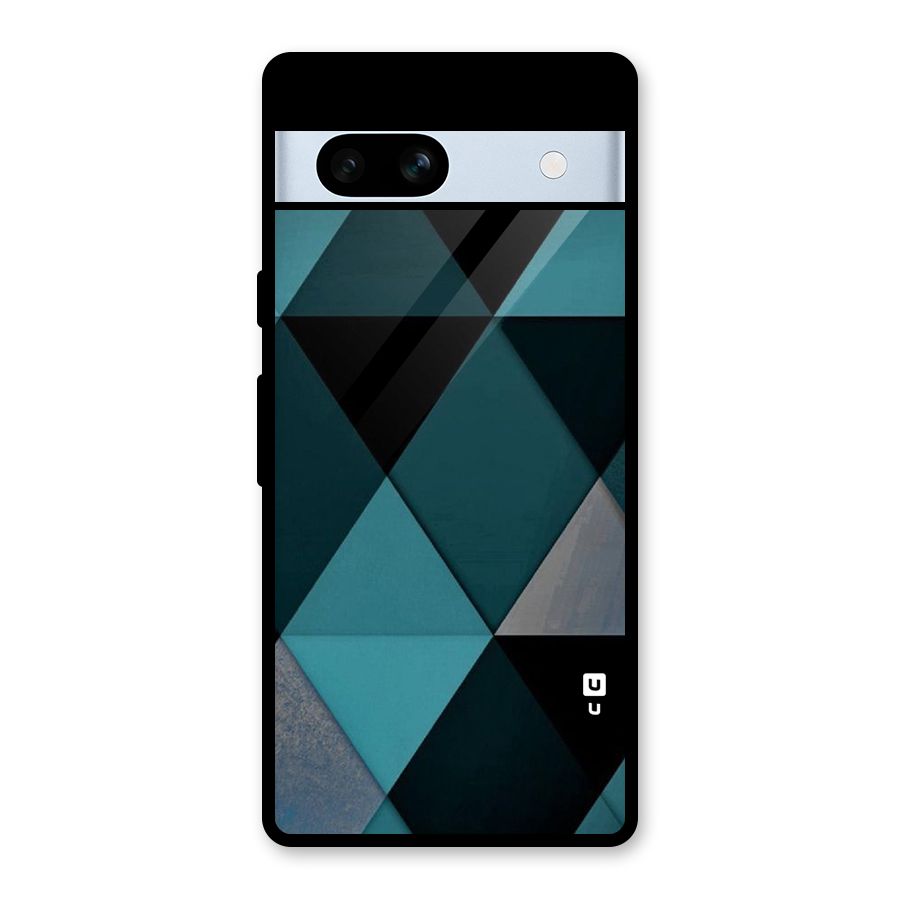 Green Black Shapes Glass Back Case for Google Pixel 7a