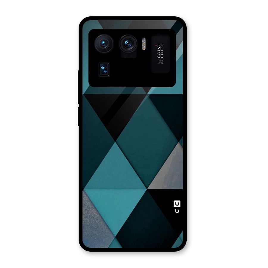 Green Black Shapes Glass Back Case for Mi 11 Ultra