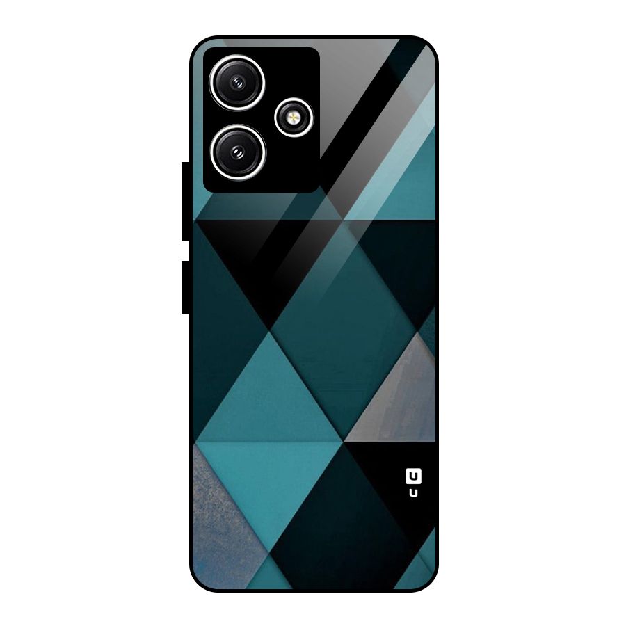 Green Black Shapes Glass Back Case for Poco M6 Pro