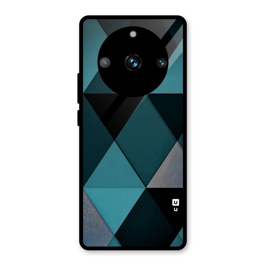 Green Black Shapes Glass Back Case for Realme 11 Pro Plus