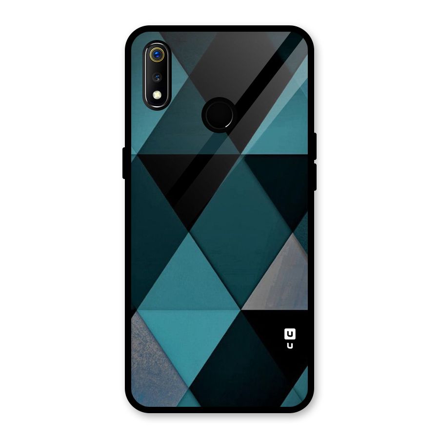 Green Black Shapes Glass Back Case for Realme 3