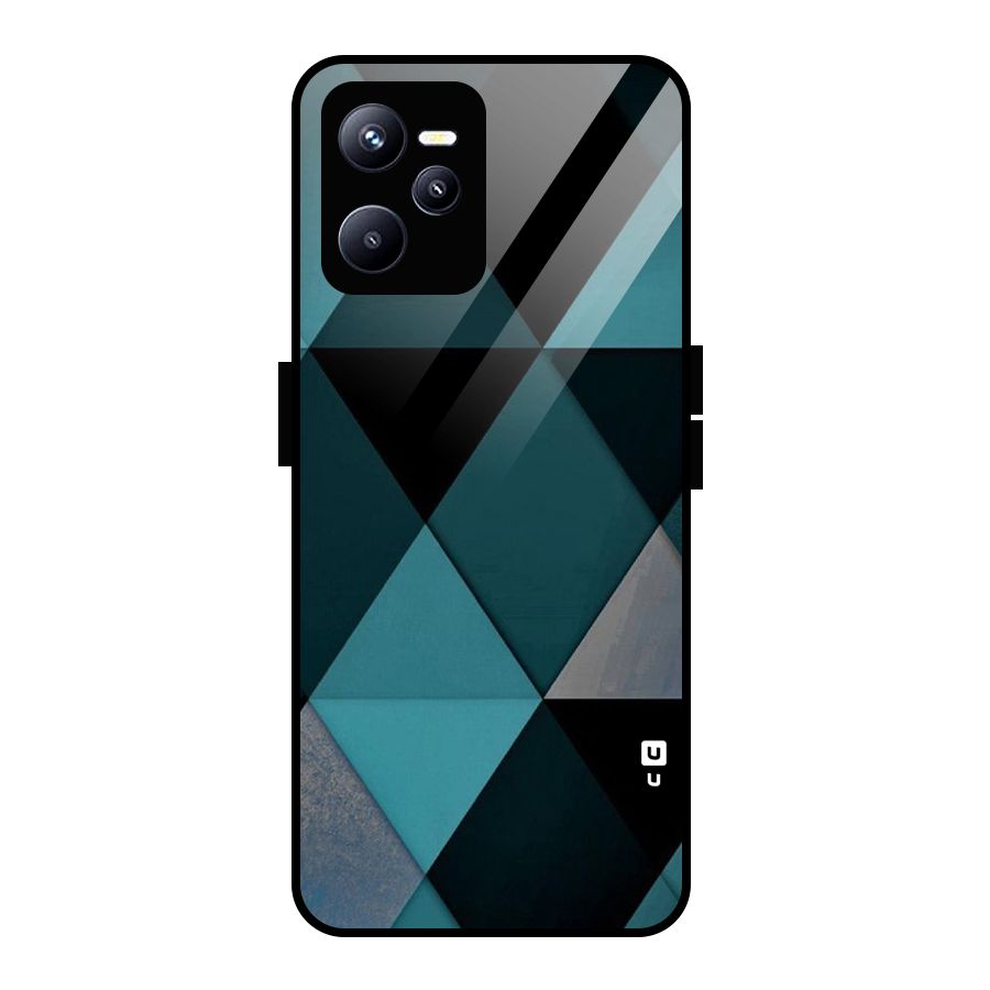 Green Black Shapes Glass Back Case for Realme C35